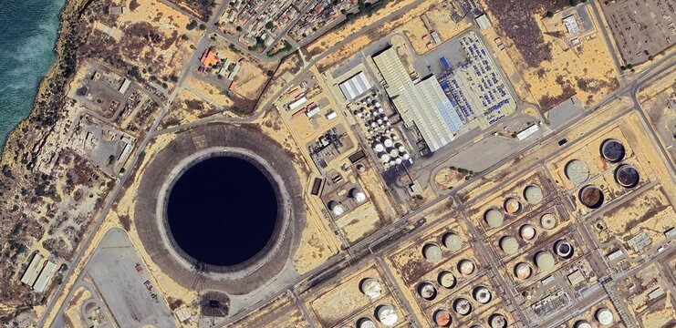 Aerial Satellite View of Paraguana Oil Refinery Complex in Venezuela