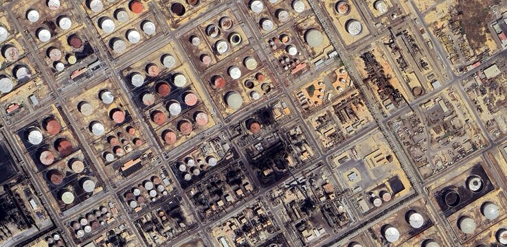 Aerial Satellite View of Paraguana Oil Refinery Complex in Venezuela