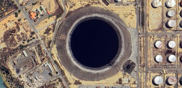 Aerial Satellite View of Paraguana Oil Refinery Complex in Venezuela