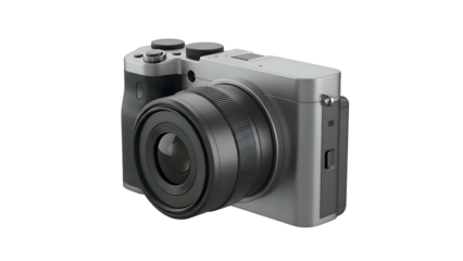 Modern Digital Camera with Lens Front View.
