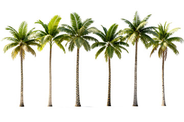 Obraz premium Row of Coconut Palm Trees Isolated on White