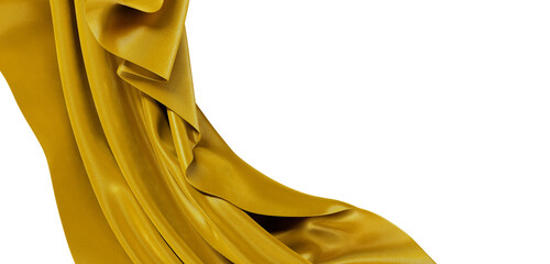 Stunning studio shot of a gold textured fabric cascading, perfect for design, luxury, backgrounds,...