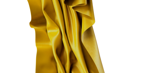 Close up of a luxurious gold fabric with detailed texture and flowing drape, ideal for backgrounds and design elements.