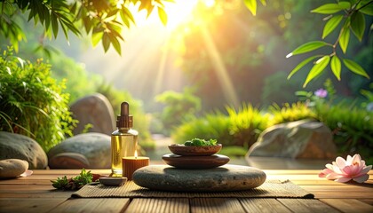 Serene yoga session in a natural environment with soft light and a tranquil atmosphere. Perfect for mindfulness, outdoor yoga, wellness retreats, mental health and relaxation themes.