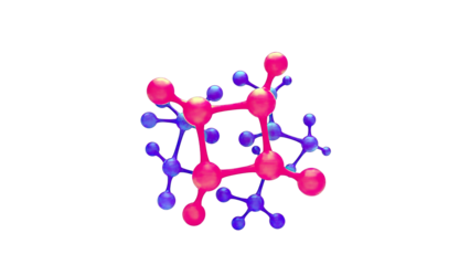 Abstract Molecular Structure with Pink and Purple Spheres
