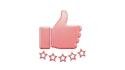 Red Thumbs Up Icon with Five Stars