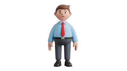 Obraz premium Cartoon businessman standing with red tie.