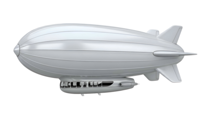 Silver Airship Blimp Aircraft Vehicle Transportation.
