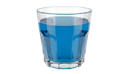 Glass of Blue Liquid on White.