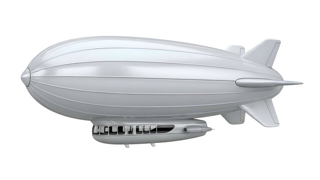Silver Airship Blimp Aircraft Vehicle Transportation.