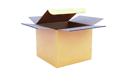 Open Orange Cardboard Box on White Background