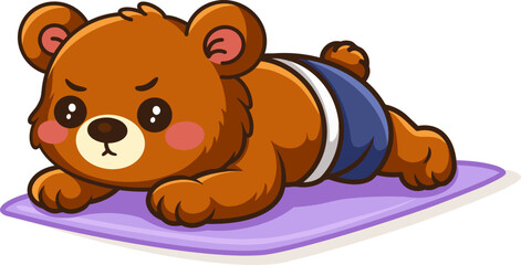 Obraz premium cute_bear_resting_yoga_mat