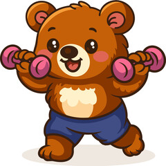 Obraz premium cute_bear_dumbbell_workout
