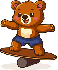 Obraz premium cute_bear_balance_board