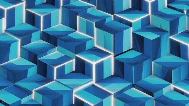 Dynamic 3D pattern of interconnected geometric cubes creating a captivating and futuristic digital surface ideal for modern backgrounds and visual content.