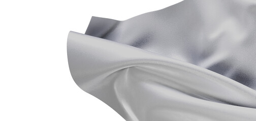 Close up shot of smooth, flowing silver fabric, perfect for texture, design, and background needs....