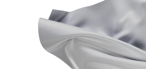Close up shot of smooth, flowing silver fabric, perfect for texture, design, and background needs. Captures elegant drap