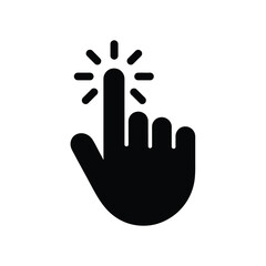 Obraz premium Silhouette of a hand finger pressing a button or link.