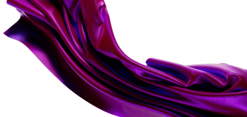 Abstract image of a flowing purple fabric against a white background, creating a sense of movement, luxury and elegance.