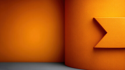 Corporate design, a single arrow curving upwards left-aligned