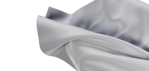 Close-up of elegant silver fabric with detailed texture, folds and soft light, creating a sense of luxury and sophistica