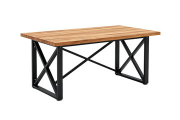 Fototapeta premium Wooden Industrial Desk with Black Metal Frame