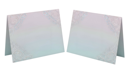 Two Blank White Cards Standing Upright.