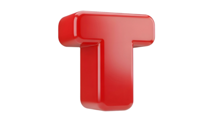 Red 3D Letter T Closeup.