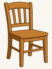 Wooden Chair Illustration in Simple Cartoon Style
