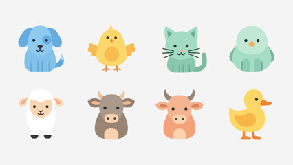 Obraz premium Cute Cartoon Animals in Row Display.