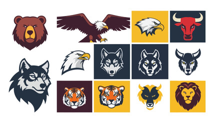 Fototapeta premium Collection of Various Animal Head Logos.