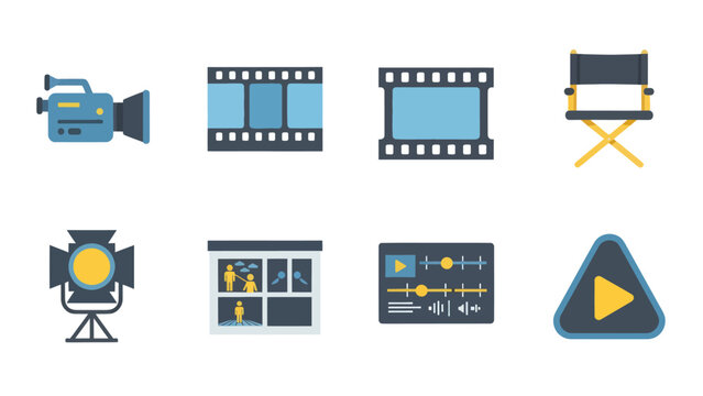 Film and Video Production Icons Set.
