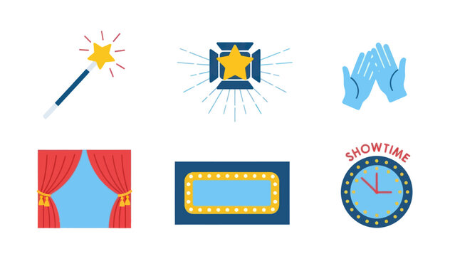 Theater Icons Magic Show Clipart Elements.