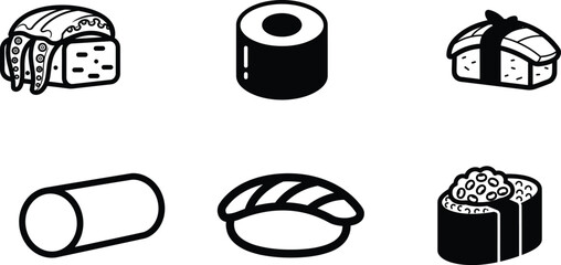 Various sushi rolls and pieces of sushi on white © saidur