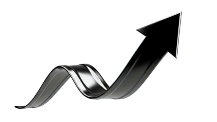 Black 3D Arrow Showing Growth