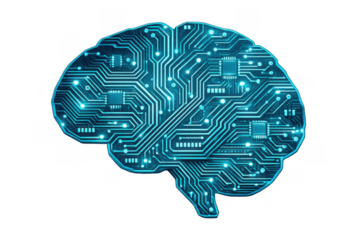 Artificial intelligence brain developing ideas, machine learning process with a glowing digital circuit network