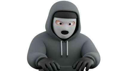 3D Character Wearing Hoodie and Gloves.