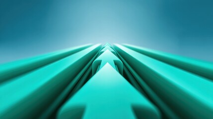 Abstract arrows in turquoise color pointing upward creating a sense of direction, movement, and positivity in a modern digital design aesthetic.