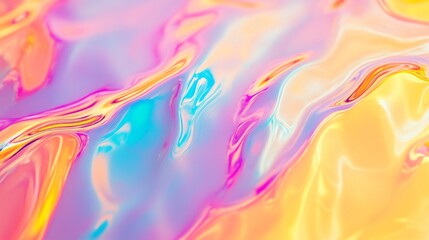 Bright iridescent wallpaper with a rippled glass texture showing an abstract close-up design that glows in various colors under light