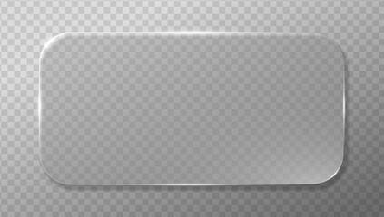 Realistic 3d glassmorphism card with smooth rounded corners and translucent effects. These geometric vector frame use light reflections and blur to create a premium UI experience for apps.