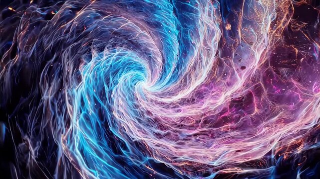 Abstract swirling vortex in blues, pinks, and purples, ethereal energy