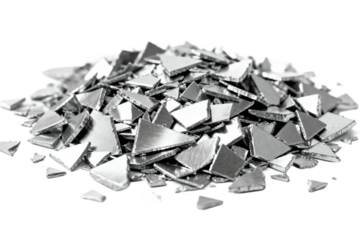 Pile of metallic shiny fragments and shards