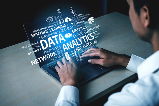 A professional engaging with a laptop, depicting concepts of data analytics and machine learning, highlighting the importance of technology in modern business strategies. Tessel - Powered by Adobe
