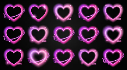 Artistic valentine background pastel card abstract wallpaper white pink floral glowing heart shapes with sparkles and love text on black background Valentine's day background pastel aesthetic