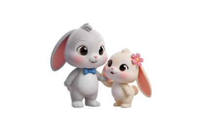 Two Cartoon Rabbits With Floppy Ears.