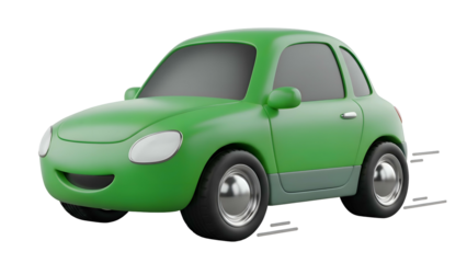 Green Car Illustration with Motion Lines.