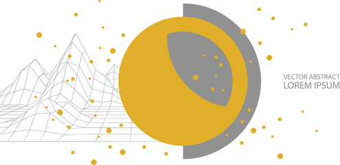 Obraz premium Abstract geometric vector background, modern circular shapes, minimal design, futuristic technology concept, wireframe landscape, creative digital illustration, lorem ipsum style