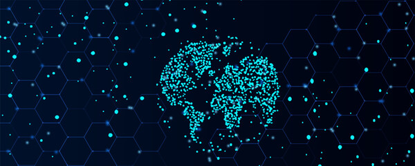World map with points composition. Global network connection. 3D and tecnology © Rejeki