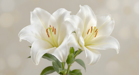 Obraz premium Elegant White Lily Flowers in Soft Natural Light