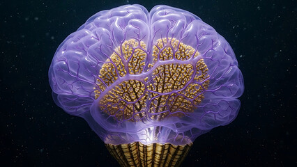 ai brain concept with glowing neural networks inside a translucent brain symbolizing advanced data processing and future tech.